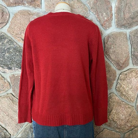🧶Brick red acrylic knit sweater. - Picture 2 of 4